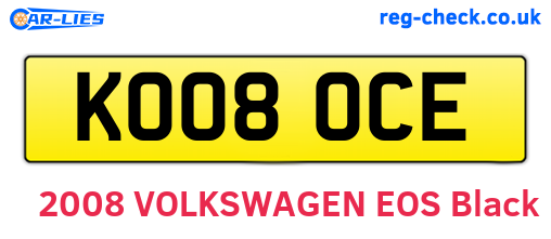KO08OCE are the vehicle registration plates.