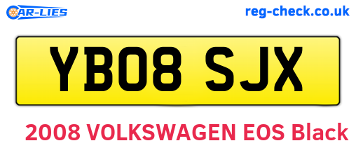 YB08SJX are the vehicle registration plates.