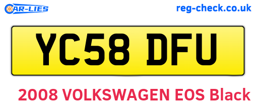 YC58DFU are the vehicle registration plates.