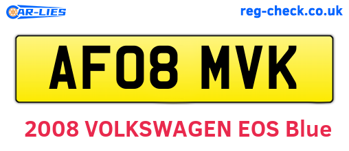 AF08MVK are the vehicle registration plates.