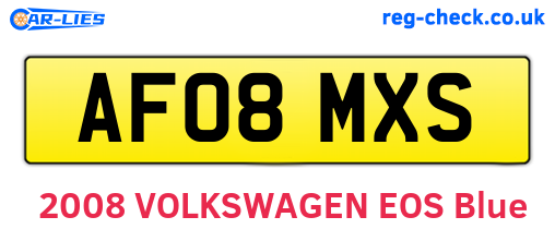 AF08MXS are the vehicle registration plates.