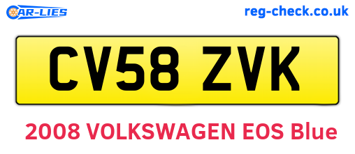 CV58ZVK are the vehicle registration plates.