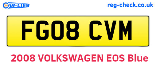 FG08CVM are the vehicle registration plates.