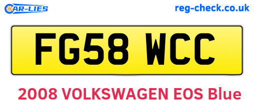 FG58WCC are the vehicle registration plates.