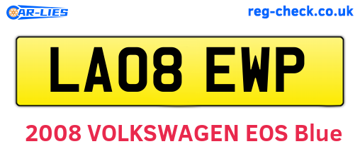 LA08EWP are the vehicle registration plates.