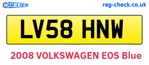 LV58HNW are the vehicle registration plates.