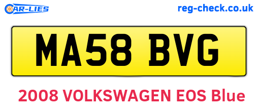 MA58BVG are the vehicle registration plates.