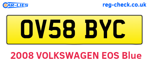 OV58BYC are the vehicle registration plates.