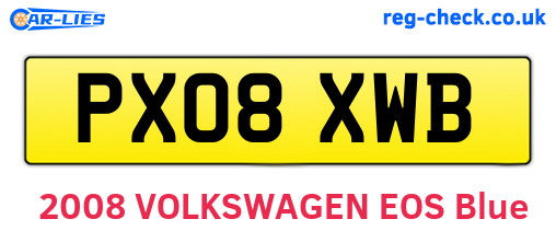 PX08XWB are the vehicle registration plates.