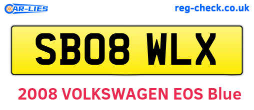 SB08WLX are the vehicle registration plates.
