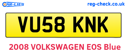 VU58KNK are the vehicle registration plates.