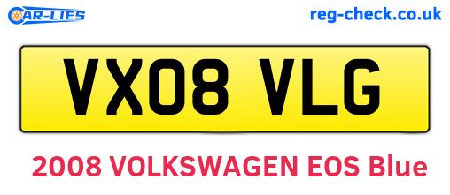 VX08VLG are the vehicle registration plates.