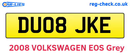 DU08JKE are the vehicle registration plates.