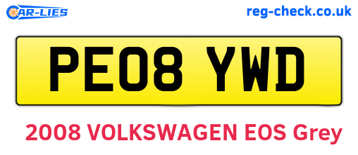 PE08YWD are the vehicle registration plates.
