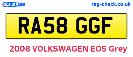 RA58GGF are the vehicle registration plates.