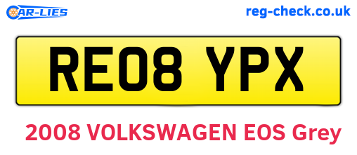 RE08YPX are the vehicle registration plates.