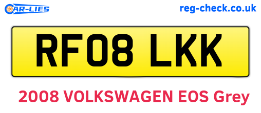RF08LKK are the vehicle registration plates.