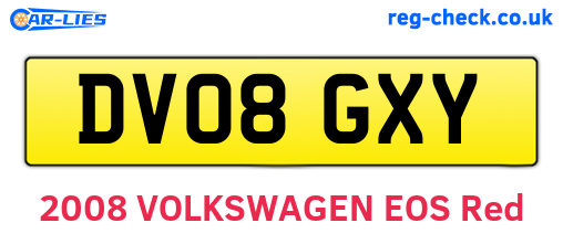 DV08GXY are the vehicle registration plates.