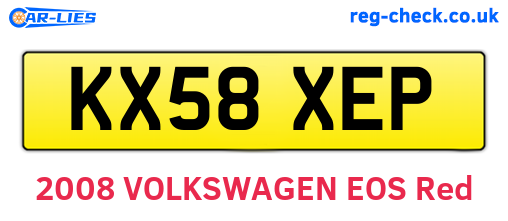 KX58XEP are the vehicle registration plates.