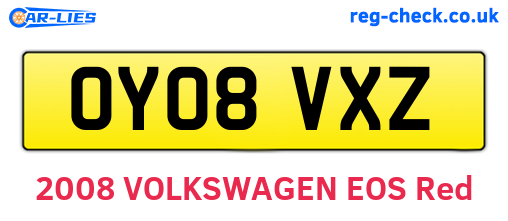 OY08VXZ are the vehicle registration plates.