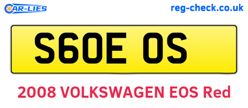 S60EOS are the vehicle registration plates.