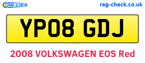 YP08GDJ are the vehicle registration plates.