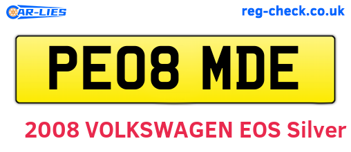 PE08MDE are the vehicle registration plates.