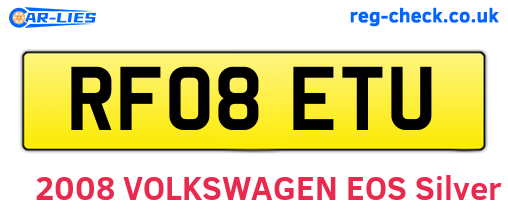 RF08ETU are the vehicle registration plates.