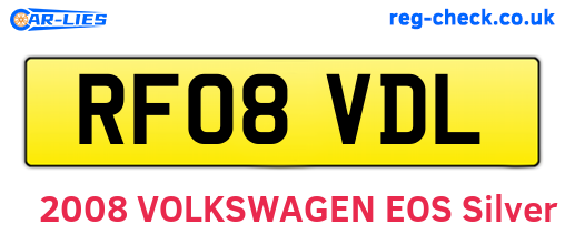 RF08VDL are the vehicle registration plates.