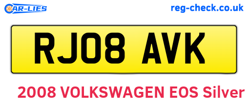 RJ08AVK are the vehicle registration plates.