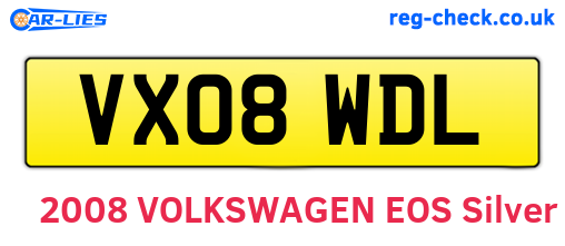 VX08WDL are the vehicle registration plates.