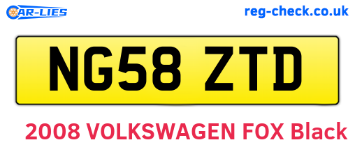 NG58ZTD are the vehicle registration plates.