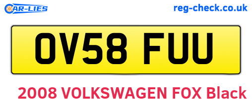 OV58FUU are the vehicle registration plates.