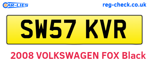 SW57KVR are the vehicle registration plates.