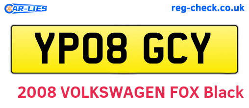 YP08GCY are the vehicle registration plates.