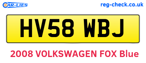 HV58WBJ are the vehicle registration plates.