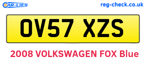 OV57XZS are the vehicle registration plates.
