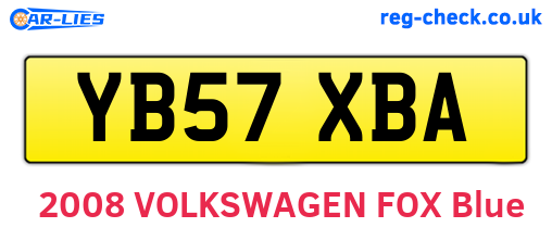 YB57XBA are the vehicle registration plates.