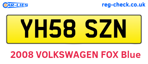 YH58SZN are the vehicle registration plates.