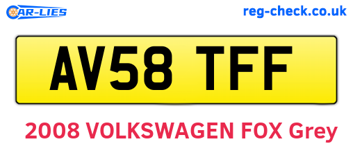 AV58TFF are the vehicle registration plates.