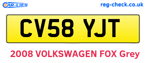 CV58YJT are the vehicle registration plates.