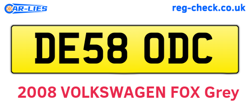 DE58ODC are the vehicle registration plates.