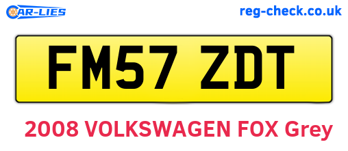 FM57ZDT are the vehicle registration plates.