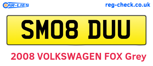 SM08DUU are the vehicle registration plates.