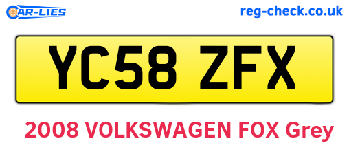 YC58ZFX are the vehicle registration plates.