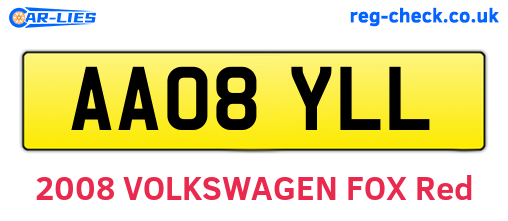 AA08YLL are the vehicle registration plates.