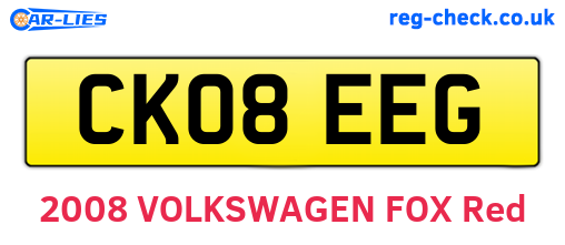 CK08EEG are the vehicle registration plates.
