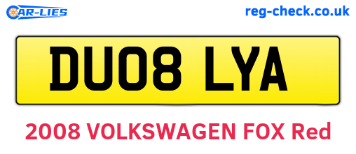 DU08LYA are the vehicle registration plates.