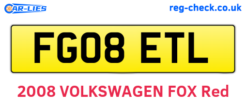 FG08ETL are the vehicle registration plates.