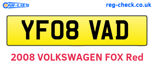 YF08VAD are the vehicle registration plates.